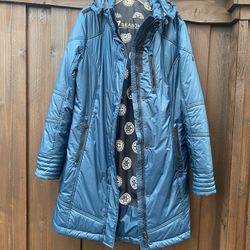 7 SEASONS Nordstrom Women’s Blue Lightweight Coat Removable Hood Sz 38(US Sz M)