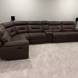 Recliner Sectional Sofa Fabric  Brown color