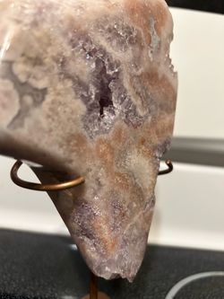 Pink amethyst on rose stand