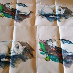 4 Reversible Pillow Covers "Cats' 18" X 18" NEW