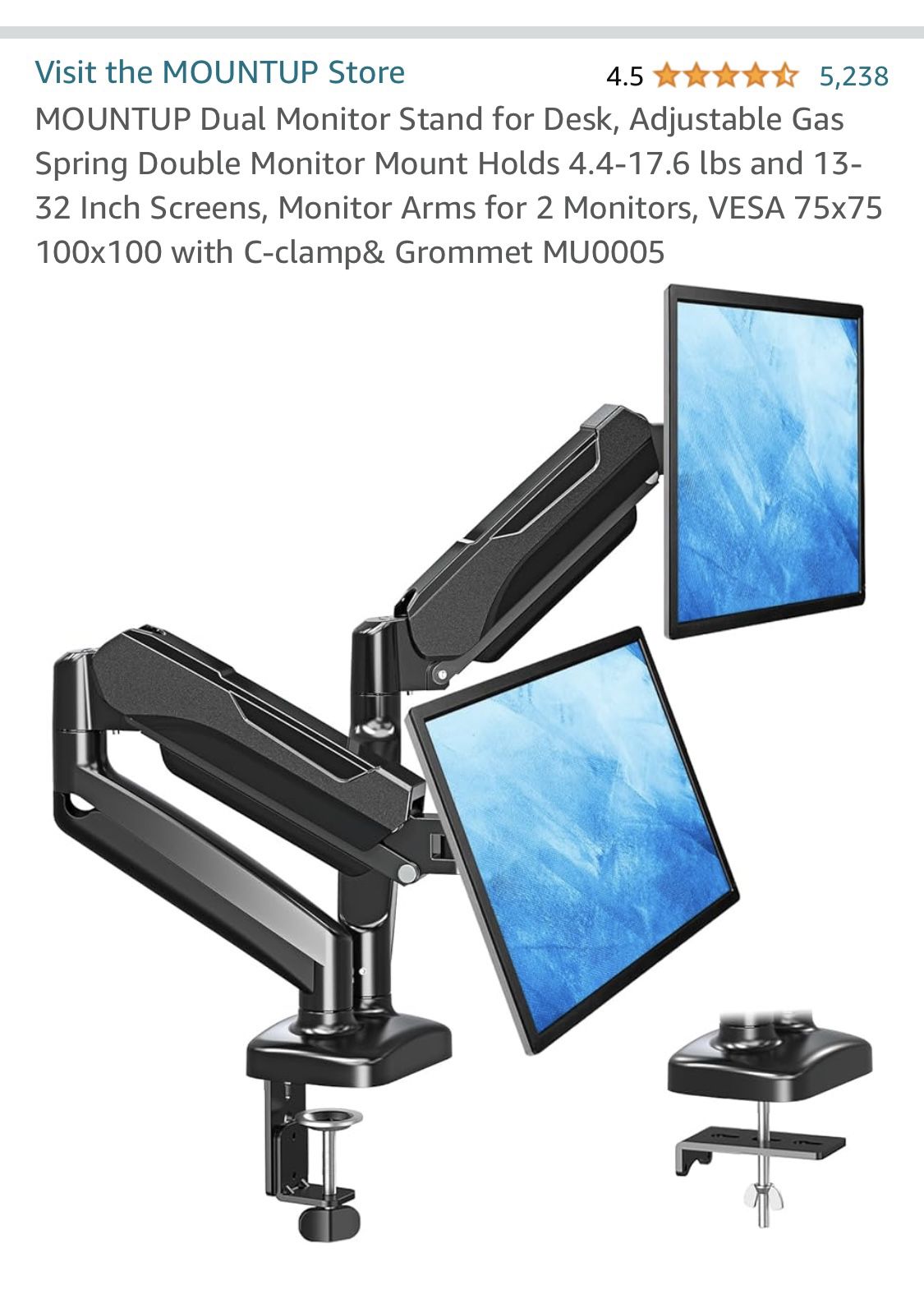 MOUNTUP Dual Monitor Stand For Desk