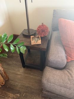 Metal and wood end tables (2)