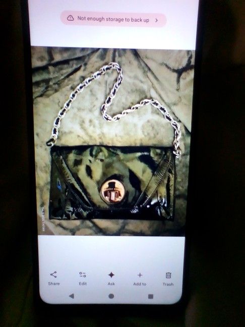 Black Patent Leather ELLIOTT LUCCA purse with Silver & Black Chain Shoulder Strap! 