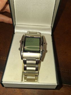 Silver Digital Watch with Metal Bracelet