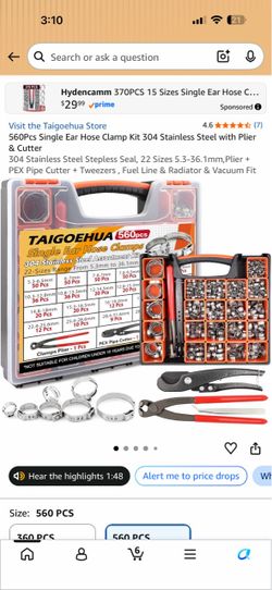 Taigoehua 560-Piece Single Ear Hose Clamp Kit