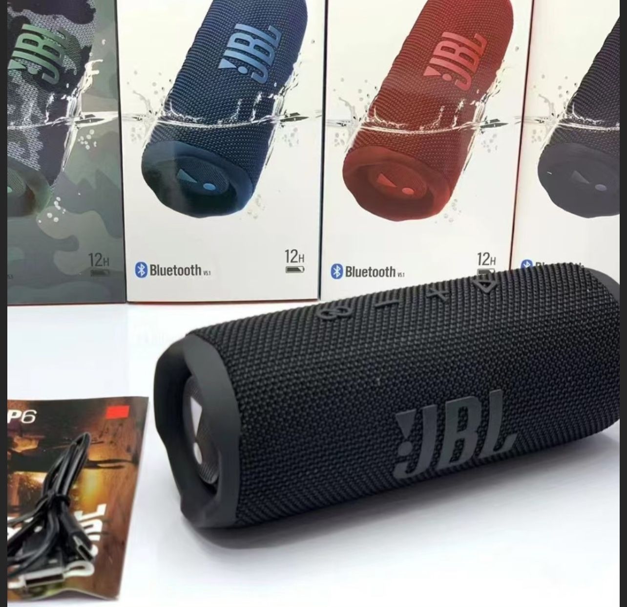 JBL Flip 6 Portable Bluetooth Speaker – Powerful Sound & Waterproof Design! (Red, Black, Blue)