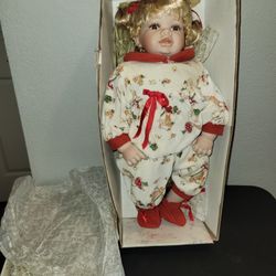 Vintage Christmas Porcelain Doll