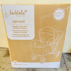 NEW Sealed Larktale Sprout Single To Double Stroller/Wagon Expandable and Foldable Stroll