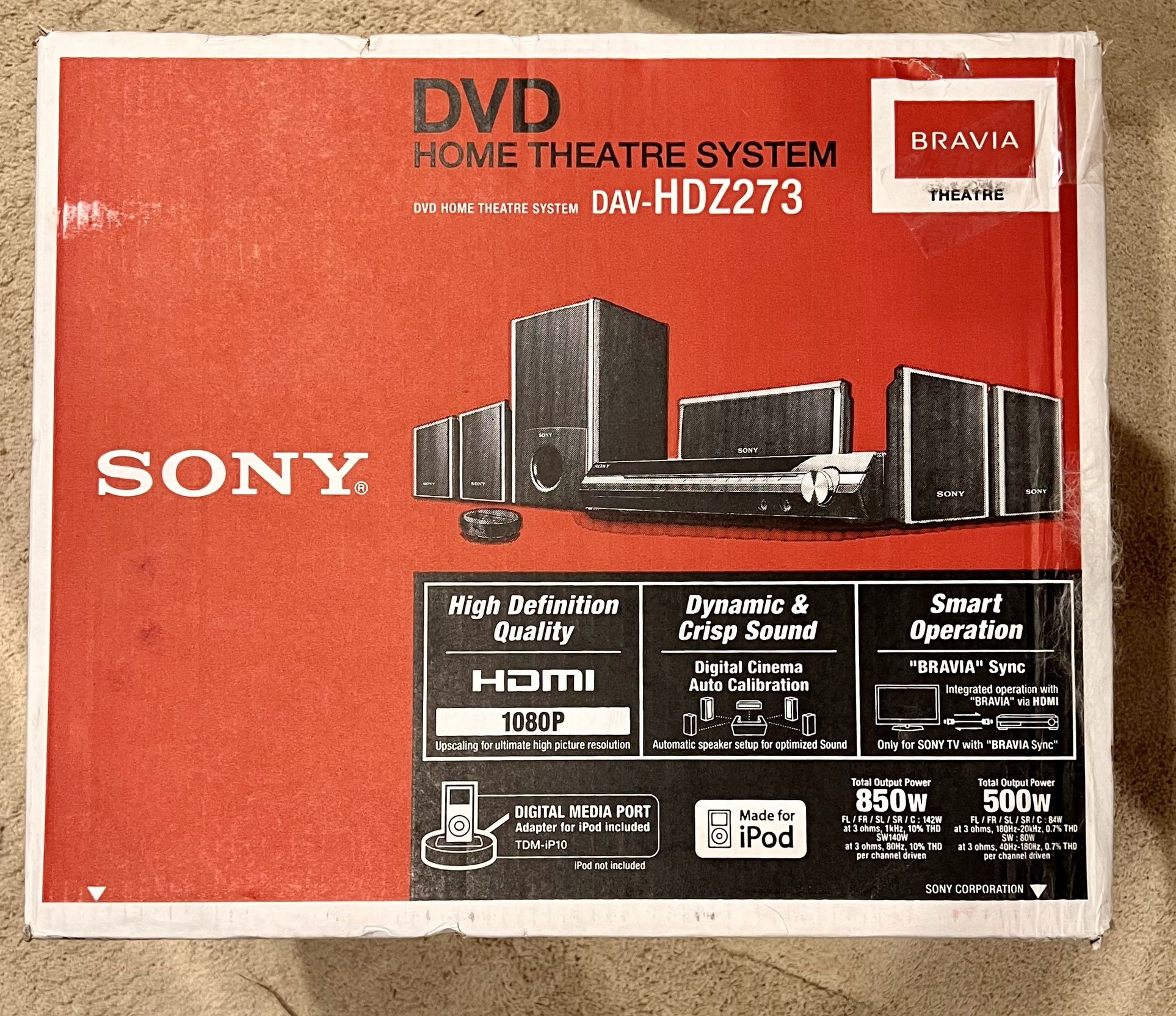 SONY 5.1 HOME THEATER SYSTEM DAV-HDZ273