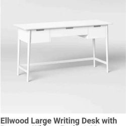 Brand New Ellwood Large Writing Desk With Drawers White