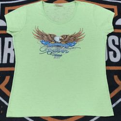 Motorcycle T-shirt Large Woman Lime Color RALLY AUSTIN, TEXAS 2017