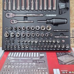 🔥Husky 94-Piece Mechanics Tool Set 1/4 & 3/8 Drive EVA Foam Tray🔥