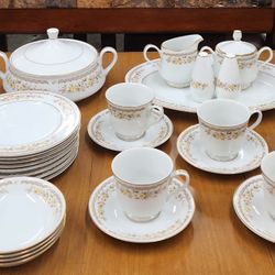 Ecko International Exquisite Fine China Golden Autumn Dinnerware For 8 Settings Made In Japan