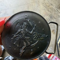 Vintage Miller Brass Belt Buckle James Lind 1974