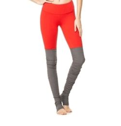 Alo Yoga Goddess Ribbed Leggings Red Gray Size M Excellent Condition