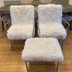 Fur Chair And Foot Stool 