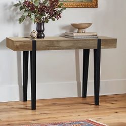 47.32 in. Oak Finish Rectangle MDF Wood Console Table with Metal Legs If1636