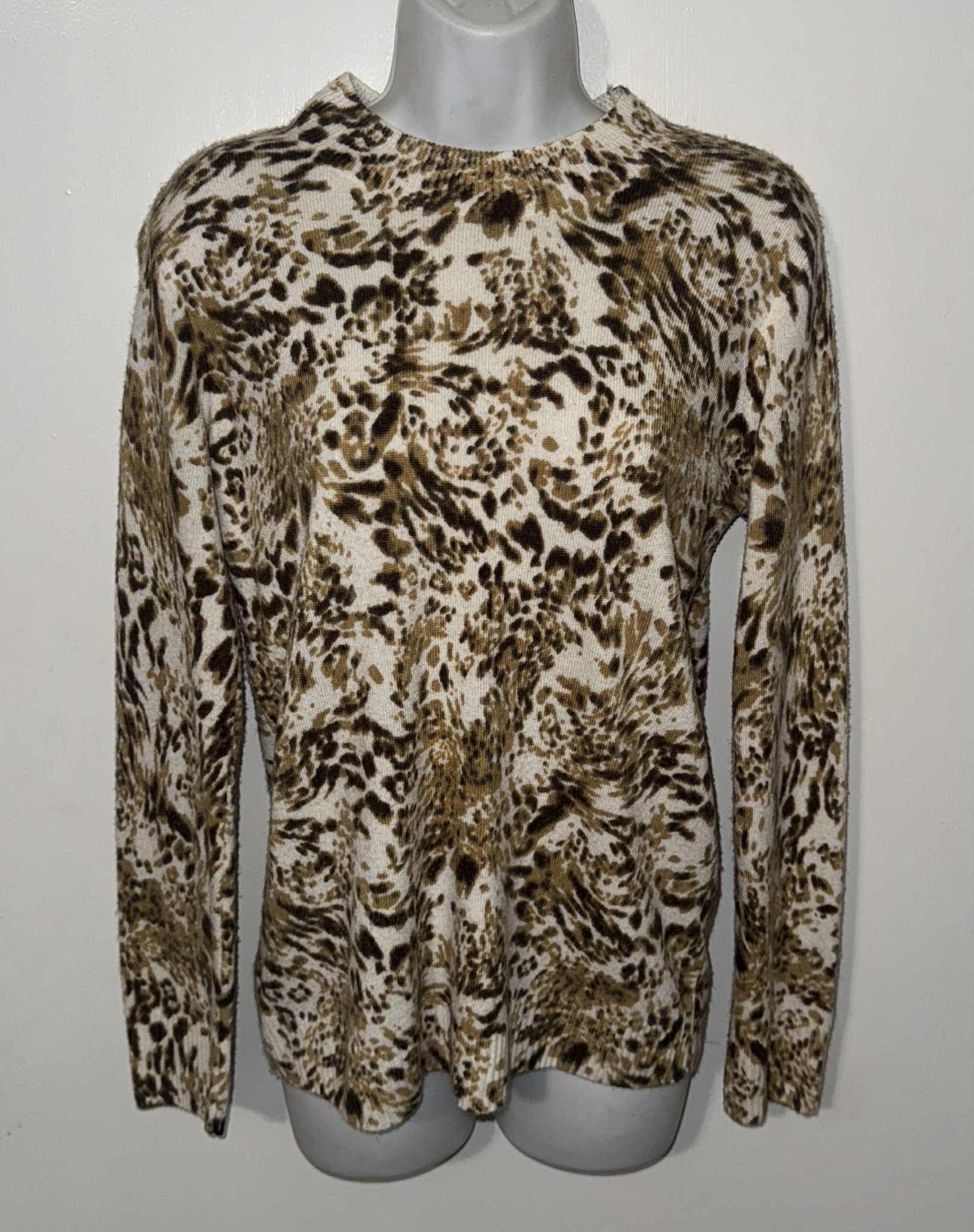 Kim Rogers Sweater animal print jacquard knit pullover style