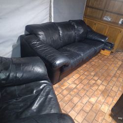 Leather Couch W Loveseat