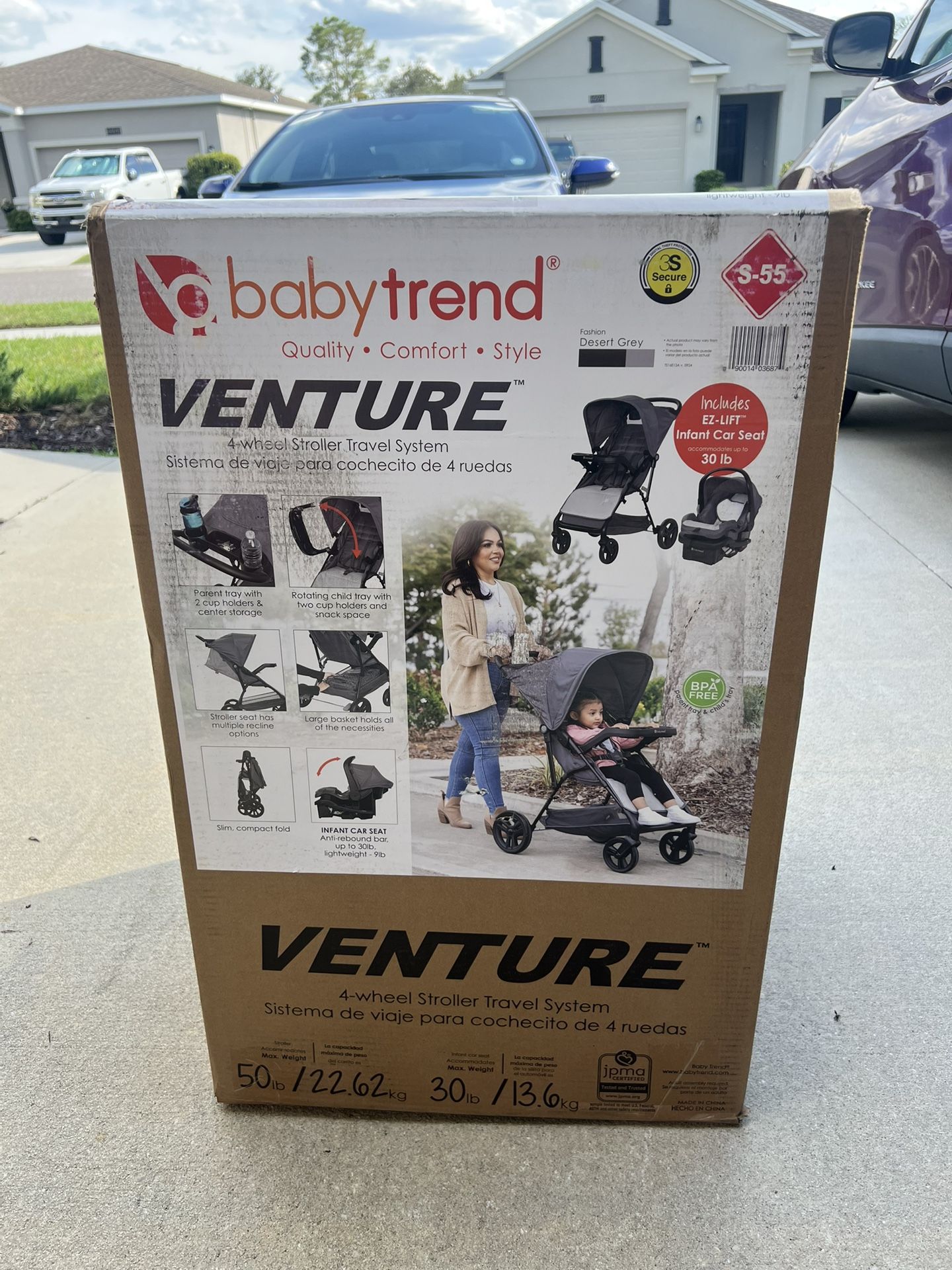 Baby Trend Venture 4-Wheel Stroller Travel System - Desert Grey - Grey