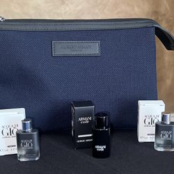 Giorgio Armani Travel Pouch w/ Acqua Di Gio and Code fragrance and Dust Bag
