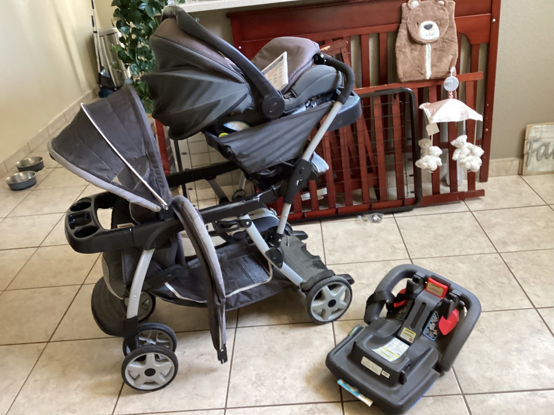 Double Stroller With Car Seat And Base