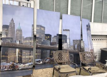 City Skyline w/Brooklyn Bridge Print on Black Sentra panels