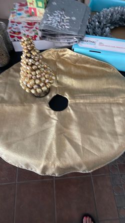Gold lame Christmas tree skirt