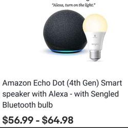 Amazon Echo Dot 4th Gen With Sengled Bluetooth Bulb