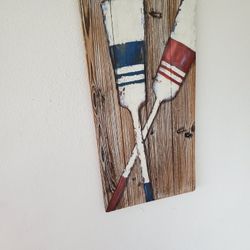 16w by 32 h beachy wooden art