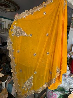 Handmade Rajputi Kasb Work Ir > Chiffon Saree: Indian Bridal...