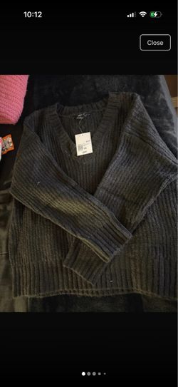 Dark black Ribbed Knit Sweater with Tags