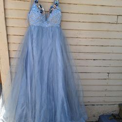 My Michelle Light Blue Tulle Dress with Beaded Bodice