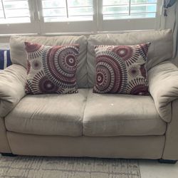 Tan beige loveseat sofa microfiber couch