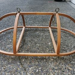 Vintage Oval Wooden Hanging Pot Rack – Ceiling Mounted Kitchen Organizer
