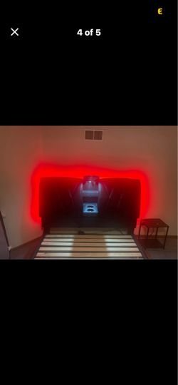 Upholster bed led lights, Bluetooth speakers and cup holders