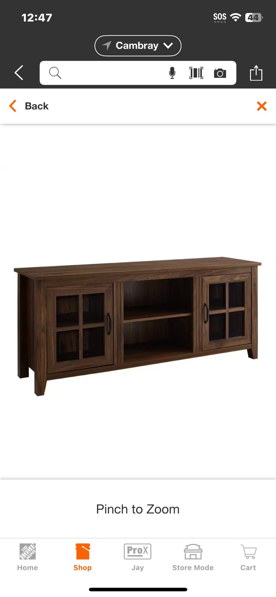58 in. Dark Walnut Wood and Glass Farmhouse TV Stand