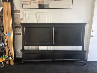 Black Wood Panel Bed Headboard and Footboard