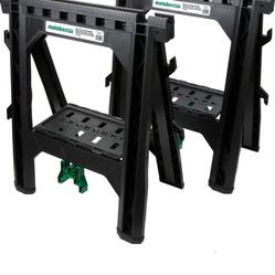 Metabo HPT Sawhorses 2 Pack Folding Heavy Duty, Weather-Resistant Lightweight Portable