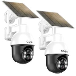 AOSU Solar Camera Security Outdoor - Security Cameras Wireless Outdoor with 360° Panoramic View, Human Auto Tracking, 2K Night Vision, Compatible with