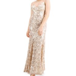 NWT Gold Sequin Gown Prom Dress