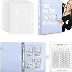 100 Envelopes Money Saving Challenge Binder, A5 Money Savings Budget Challenges Book with Envelopes & Challenge Tracker, Cash Envelopes Fun Way Saving