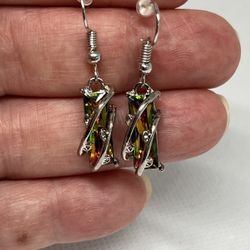 Cubic Zirconia Silver Multicolored Earrings