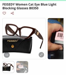 FEISEDY Women's Cat Eye Blue Light Blocking Glasses