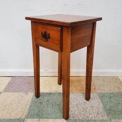 Vintage Maple Side Table With Tapered Leg and Drawer
