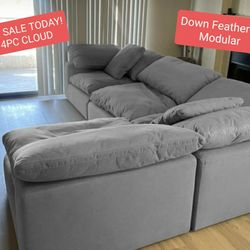 Grey Cloud Modular Sectional Couch Sofa Down Feathered 