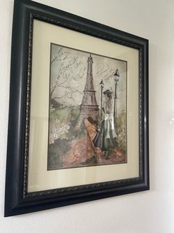 Paris Fashion Ladies framed art 18.5”w x 21.5”L