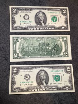 Uncirculated $2 250th anniversary stamped notes