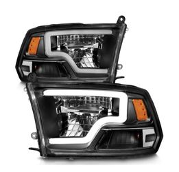 Drl Headlights Black Housing For 09-18 Dogde Ram