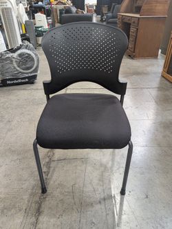 Black Plastic Back Stacking Chair with Fabric Seat